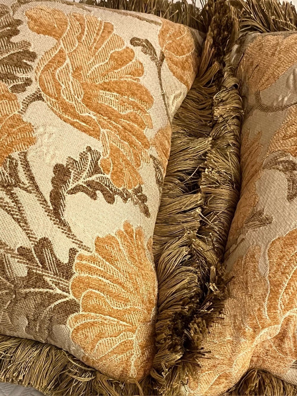 Arhaus Reversible Tapestry & Chenille Fringe Throw Pillows w/ Down Inserts - Set - Picture 6 of 16